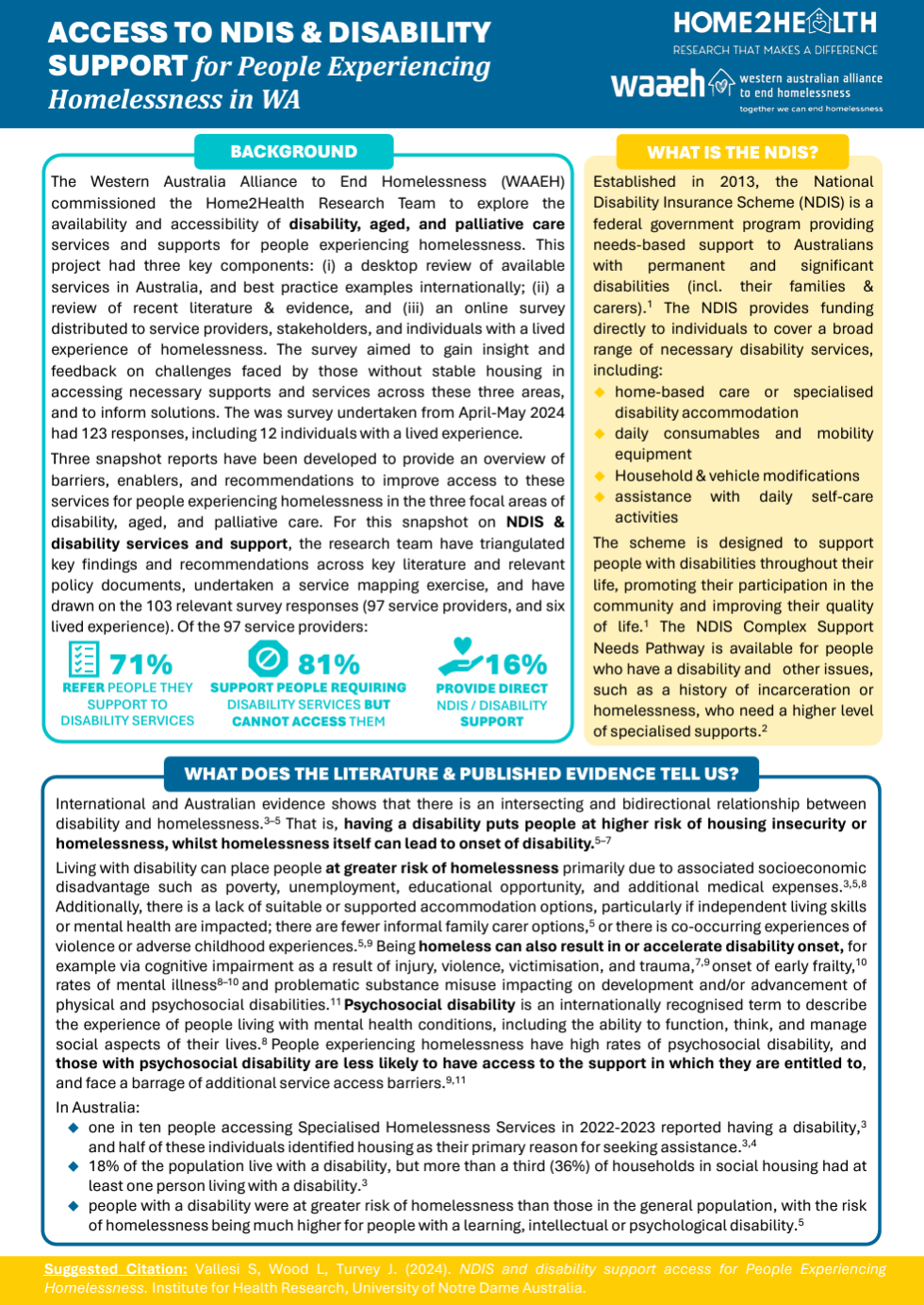 Access to NDIS and disability support for people experiencing homelessness