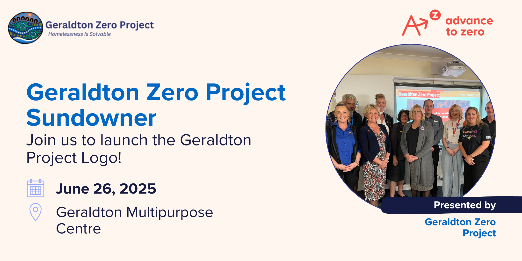 Geraldton Zero Project sundowner and logo launch
